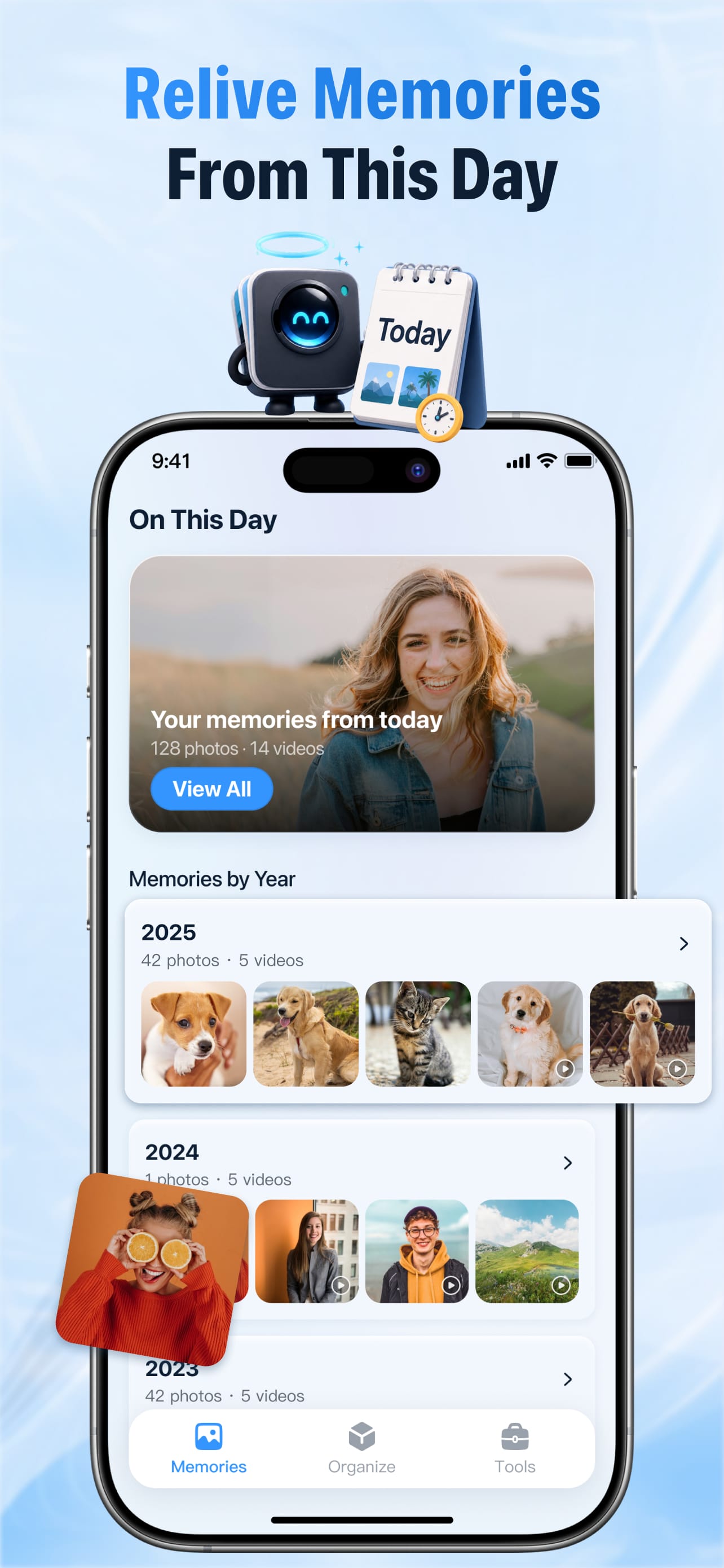 Pixo Cleaner memory timeline screen
